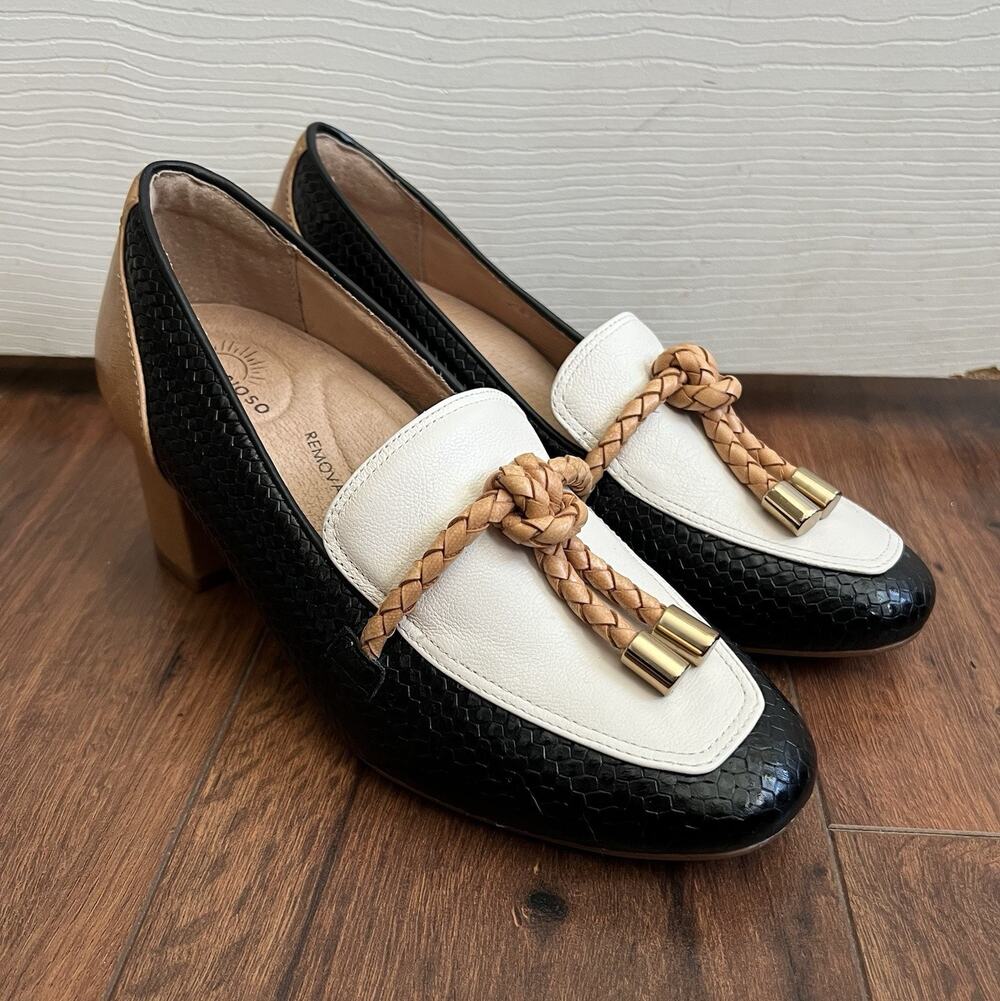 BRIOSO Maureen Braided Tassel Colorblock Comfort Loafer Heels Shoes Sz 5.5M NEW!